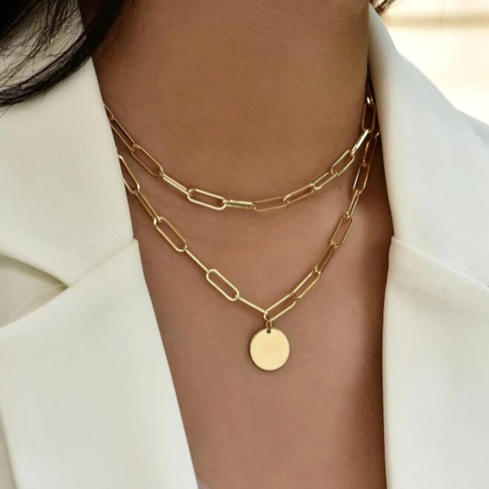 Layered Pendant Necklace Aesthetic - SUMENG 2024 Nieuwe Mode Vintage Ronde