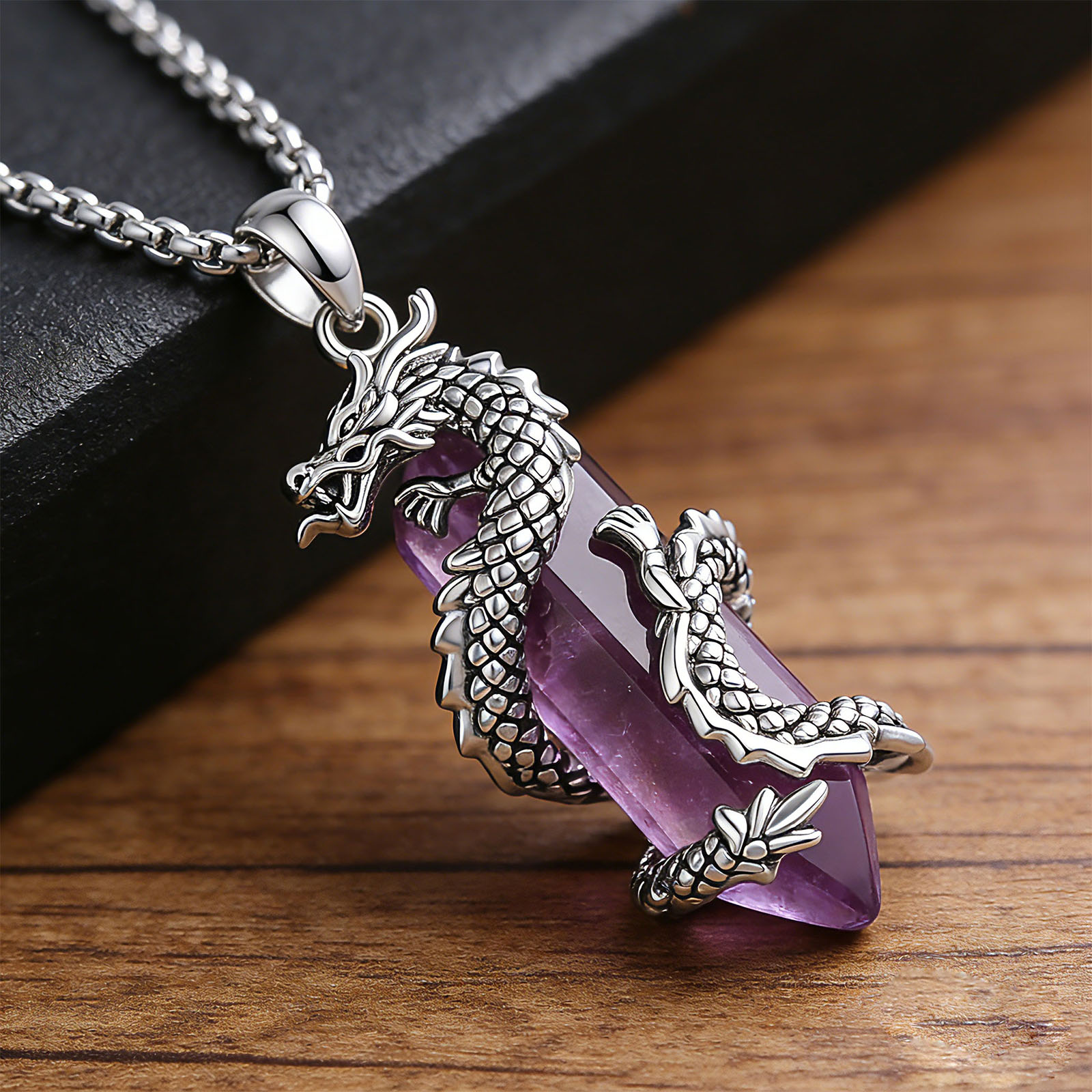 Eudora Amethist Draakketting P - Crystal Pendant Necklace Natural Stone recensie en prijs