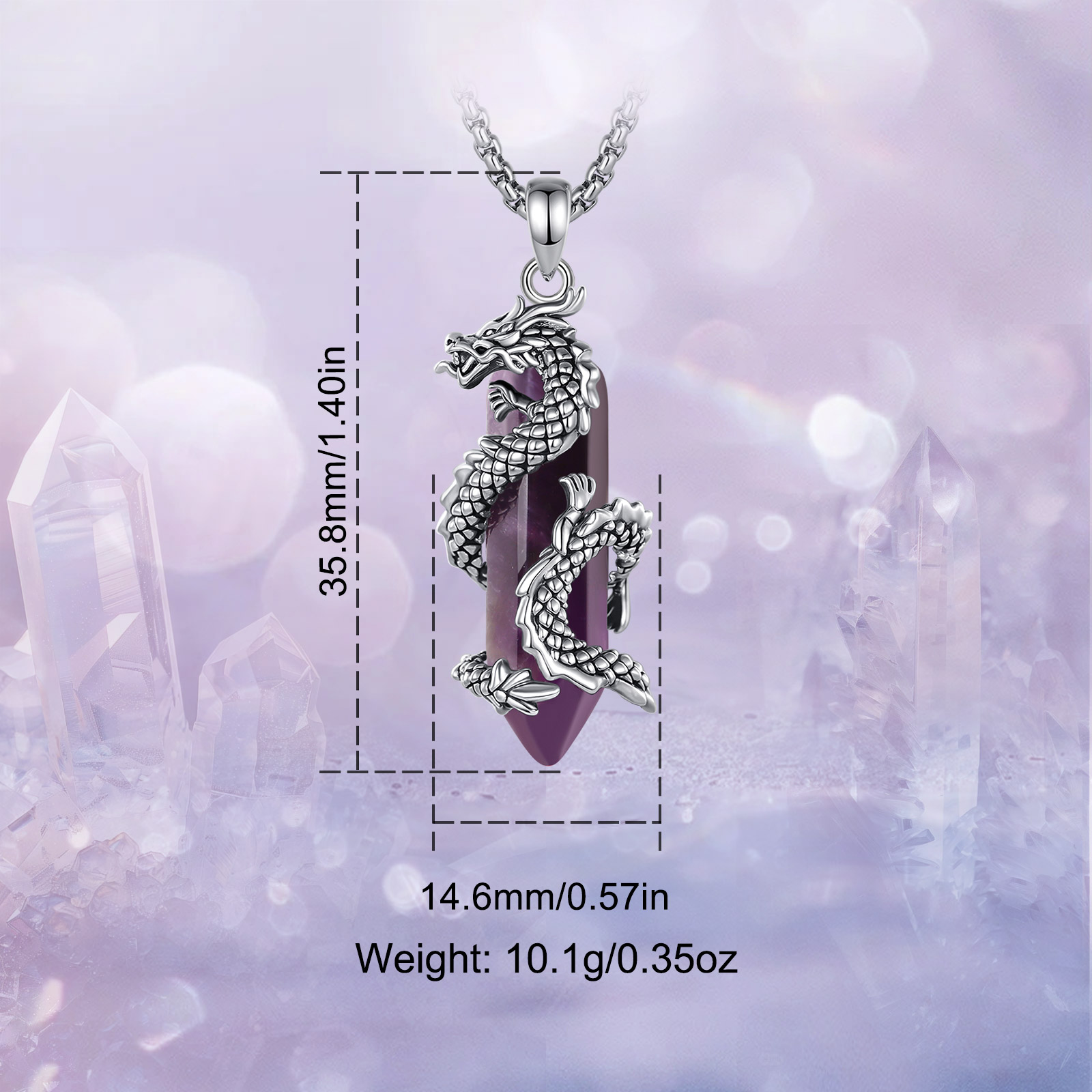 Eudora Amethist Draakketting P - Crystal Pendant Necklace Natural Stone recensie en prijs