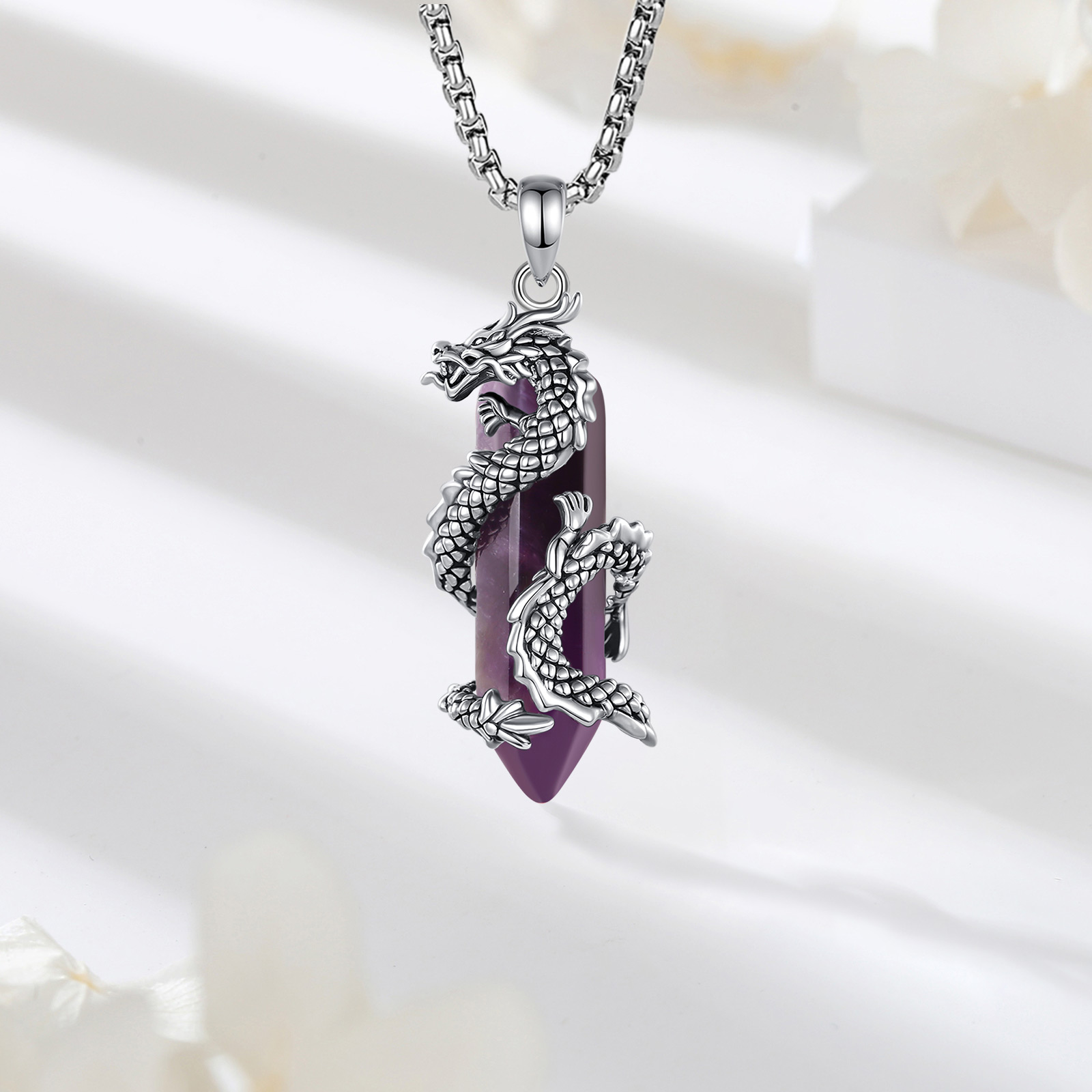 Eudora Amethist Draakketting P - Crystal Pendant Necklace Natural Stone recensie en prijs