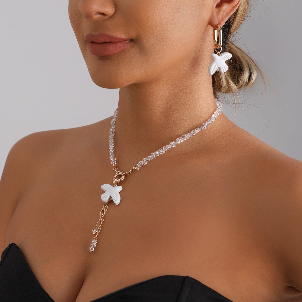 Witte duif parel choker kettin - Layered Pendant Necklace Aesthetic recensie en prijs
